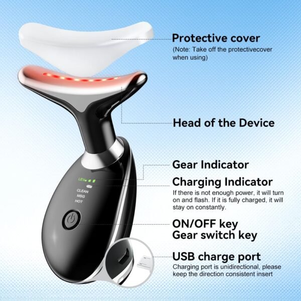 Rechargeable Face Massager Neck Device Against Wrinkles, Face Beauty Device, Electric Face Massager Anti-Wrinkle with 3 Modes 45°C Anti-Wrinkle Face Device Skin Tightening Ems Face Care Device Anti-Wrinkle