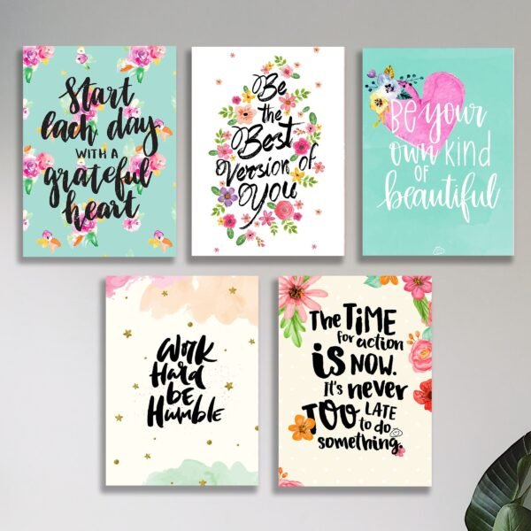 9118a004f05a19af31404790857c0300 Set of 5 Motivational Wall Art Frames - MDF Board