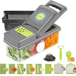 99e01912e926188854e368ba9fc65d1e 16-In-1 Multifunctional Vegetable Chopper & Slicer With Colander Basket And Storage Container – Heavy-Duty Food Cutter & Dicer For Onion, Potato, Carrot, Garlic & More