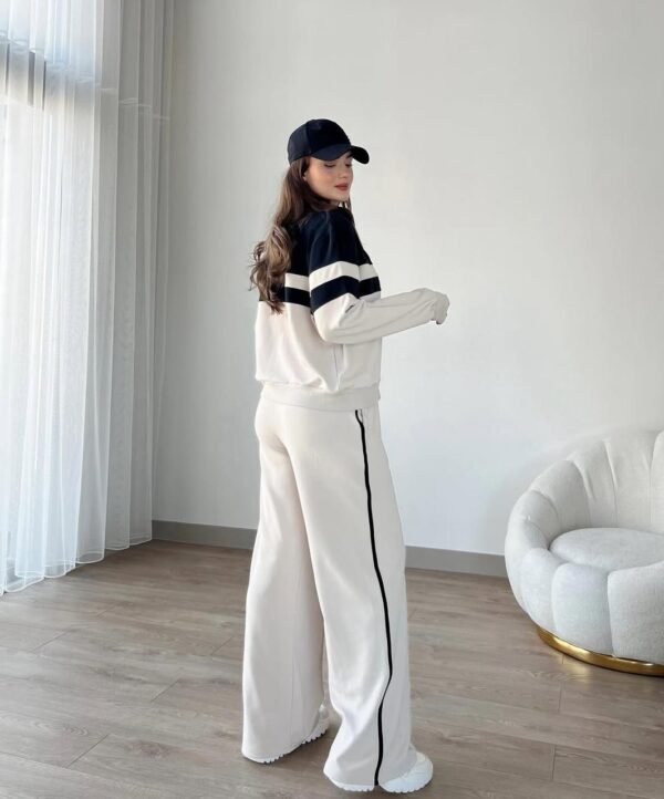 Premium Panel Tracksuit For Women Stylish Athletic Wear Set | Zip-up Jacket And Trouser - Cream Color