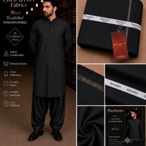 Premium BinAmin Men's Unstitched Shalwar Kameez in blended bosky fabric
