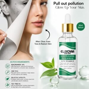Elixovia Niacinamide Plus Acne Warrior Serum – Brighten, Balance & Clarify (30ml)