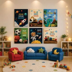 Set of 6 - Kids Motivational Wall Art Frames  For Kids Room Decor