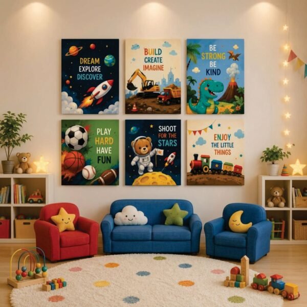 db4661ddbbd4619ed622c23e9e111a1a Set of 6 - Kids Motivational Wall Art Frames For Kids Room Decor