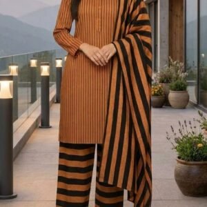 e37517d12fa2873c31e400332b565d49 Winter Sussi Marina 3 Piece Unstitched Suit Fashion Apparel Accessory - Orange & Black