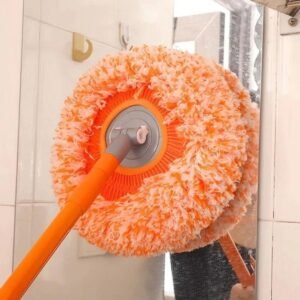 360° Rotating Microfiber Orange Mop | Extendable Handle Telescopic Floor Cleaning Mop | Sunflower Round Mop For Home, Office And Car Screen | Orange mop
