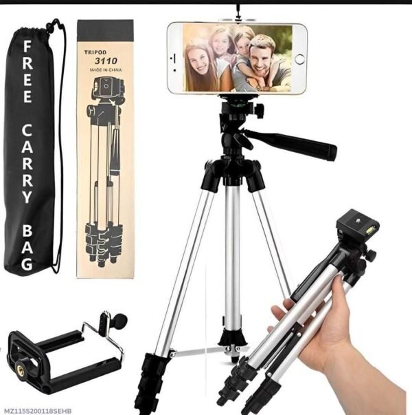 e9564a12090d2fb7135d1f413f58a782 3.5ft Adjustable Tripod Stand for Mobile & Camera with Carrying Bag