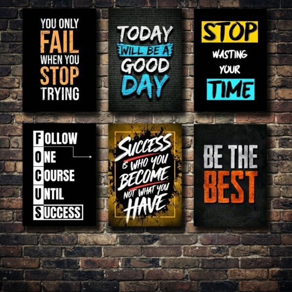 Set Of 6 Motivational Premium Wall Art Photo Tiles Modern Picture Frames For Home Decor Gallery Walls And Living Room Display